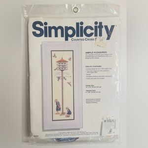 Vintage Simplicity Counted Cross Stitch Kit titled "Simple Pleasures”